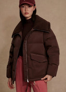 Varley The Roseville Down Jacket in Coffee Bean Front View
