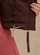 Varley The Roseville Down Jacket in Coffee Bean Close Up View of Inner Drawcord