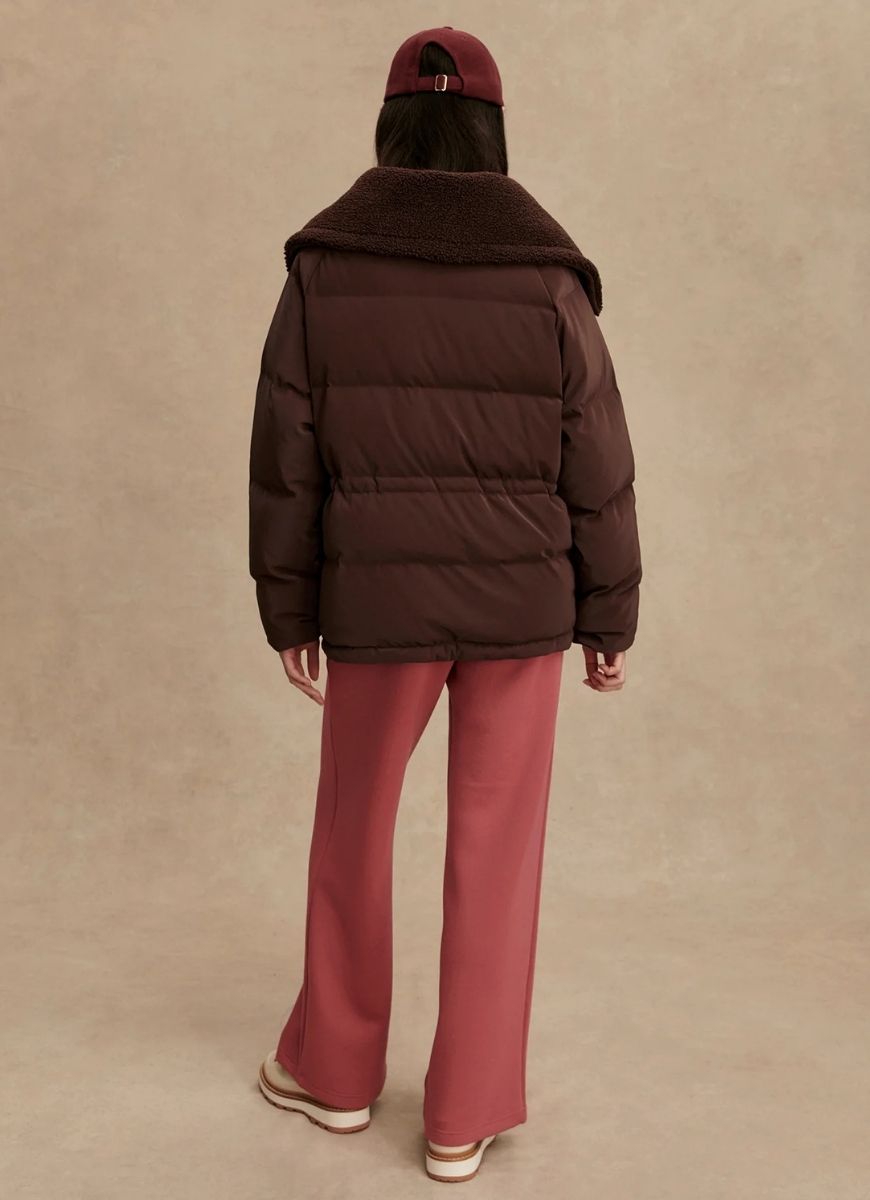 Varley The Roseville Down Jacket in Coffee Bean Full Length Back View