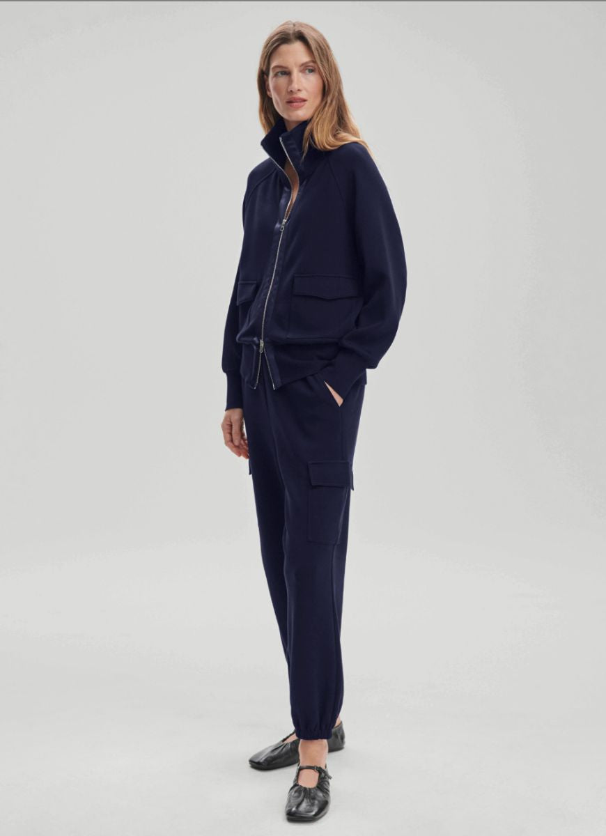 Varley Roxbury Zip-Through Sweatshirt Blue Nights Full Length Side View