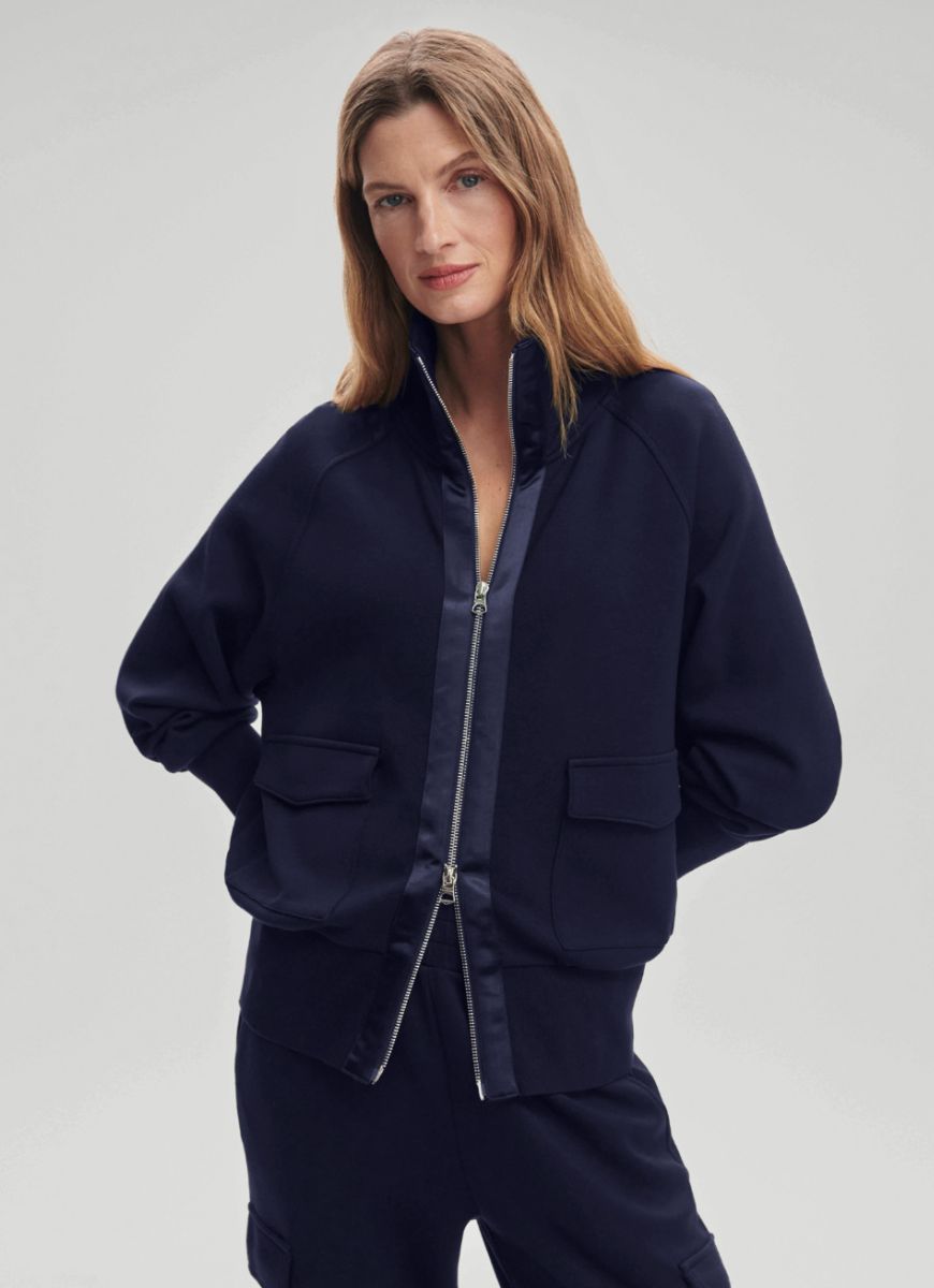 Varley Roxbury Zip-Through Sweatshirt Blue Nights Front View