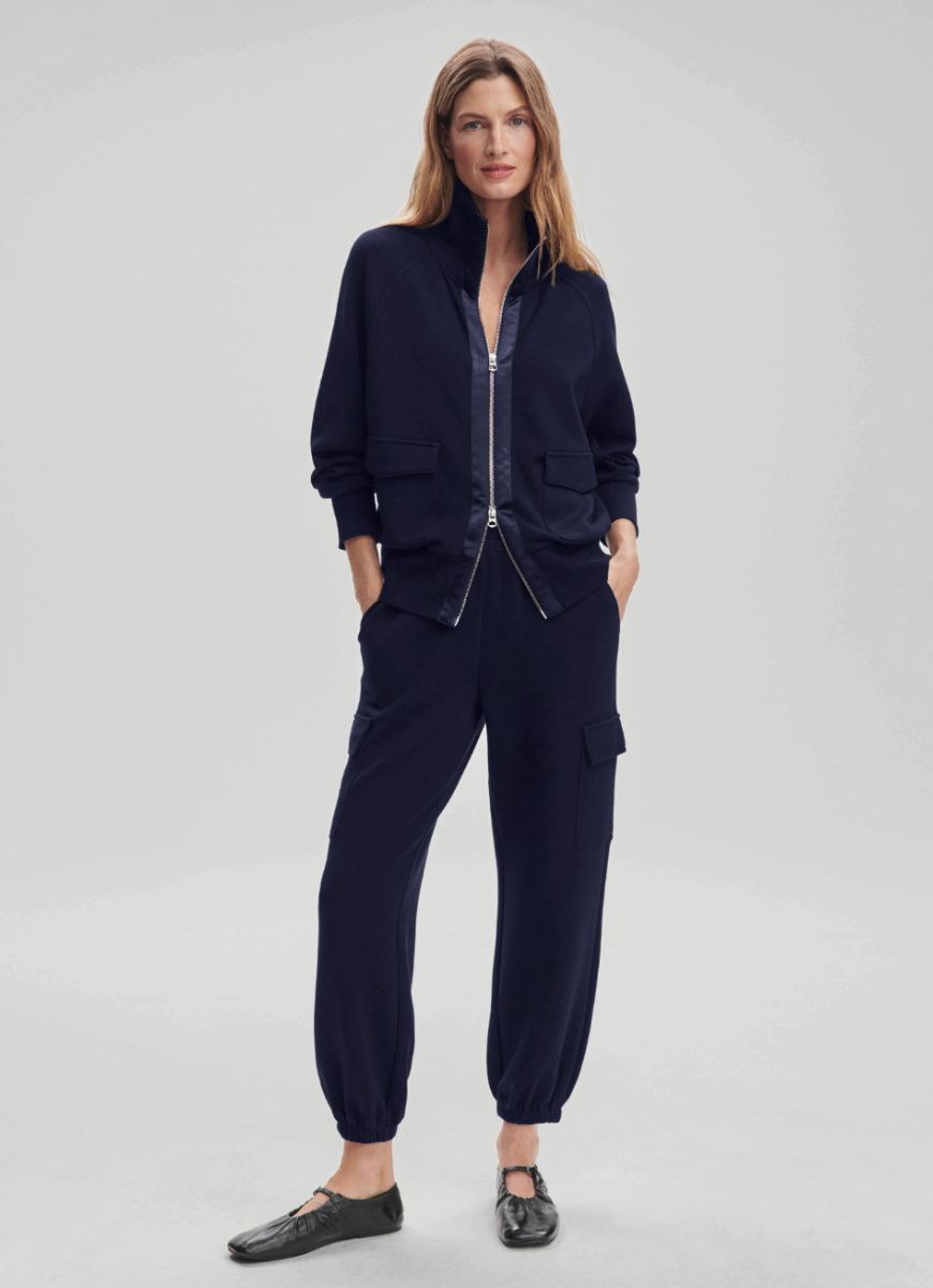 Varley Roxbury Zip-Through Sweatshirt Blue Nights Full Length Front View