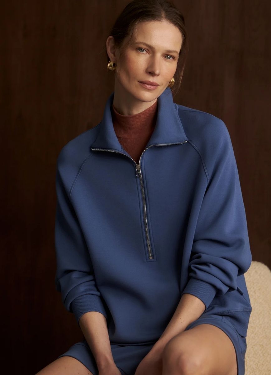 Varley Selene Half Zip Sweatshirt in Bijou Blue