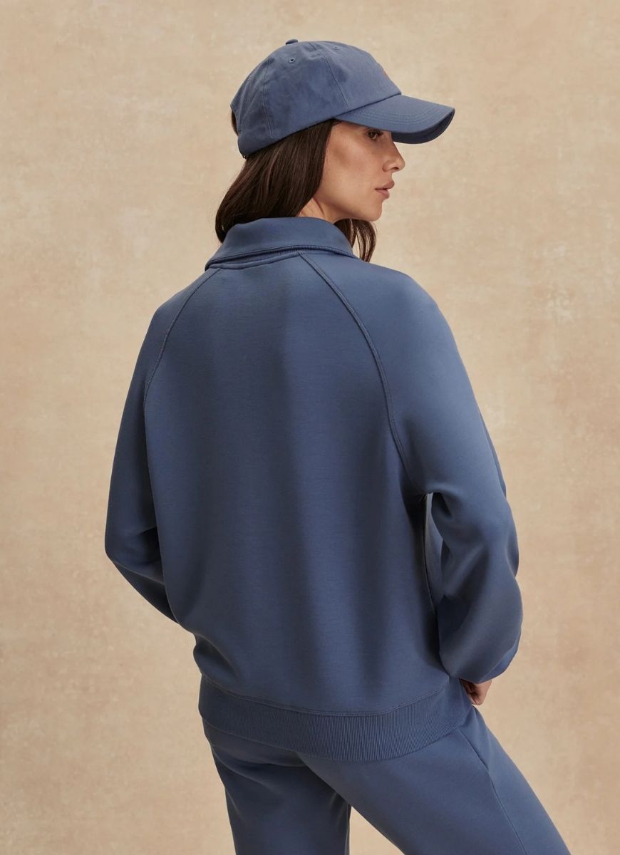 Varley Selene Half Zip Sweatshirt in Bijou Blue Back View