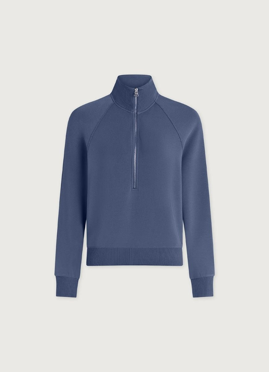 Varley Selene Half Zip Sweatshirt in Bijou Blue Product Shot View