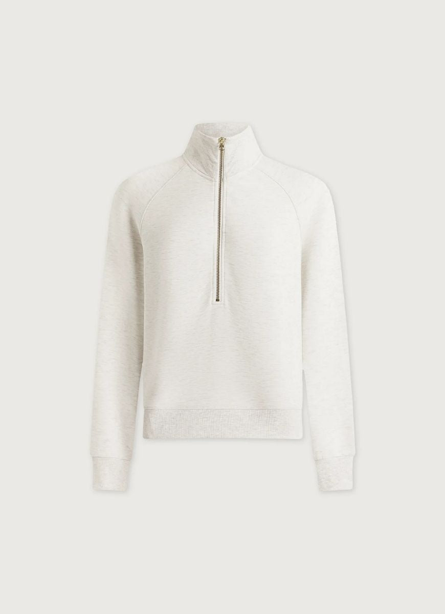 Varley Selene Half Zip Sweatshirt in Ivory Marl Product Shot View