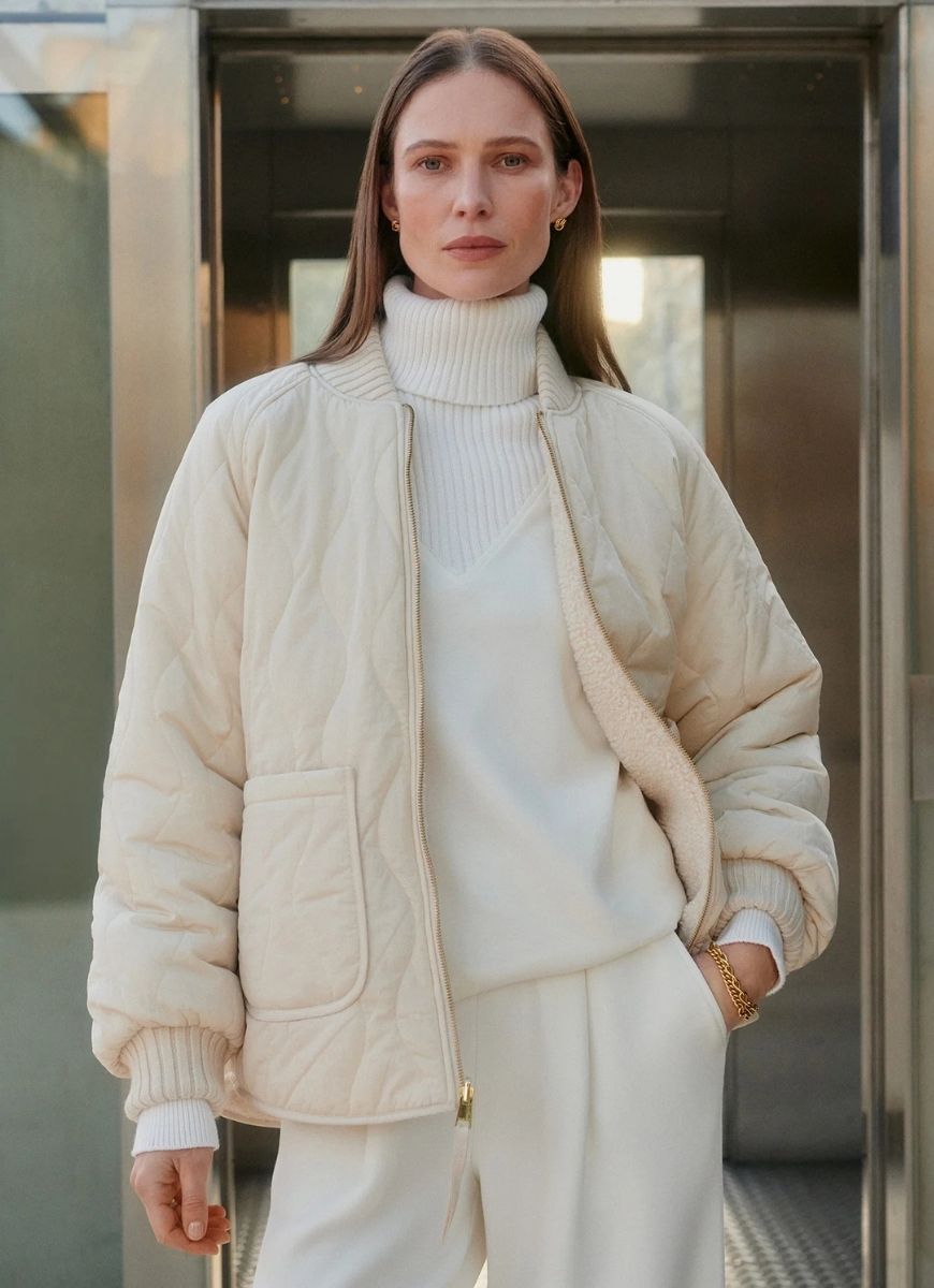 Varley Serina Reversible Quilt Jacket in Sandshell