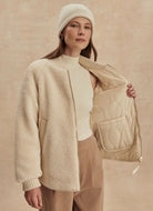 Varley Serina Reversible Quilt Jacket in Sandshell Front View