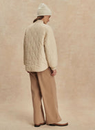 Varley Serina Reversible Quilt Jacket in Sandshell Full Length Back View