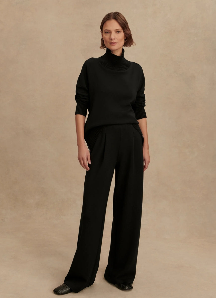Varley The Extra Wide Leg Pant 29.5" in Black Full Length Front View