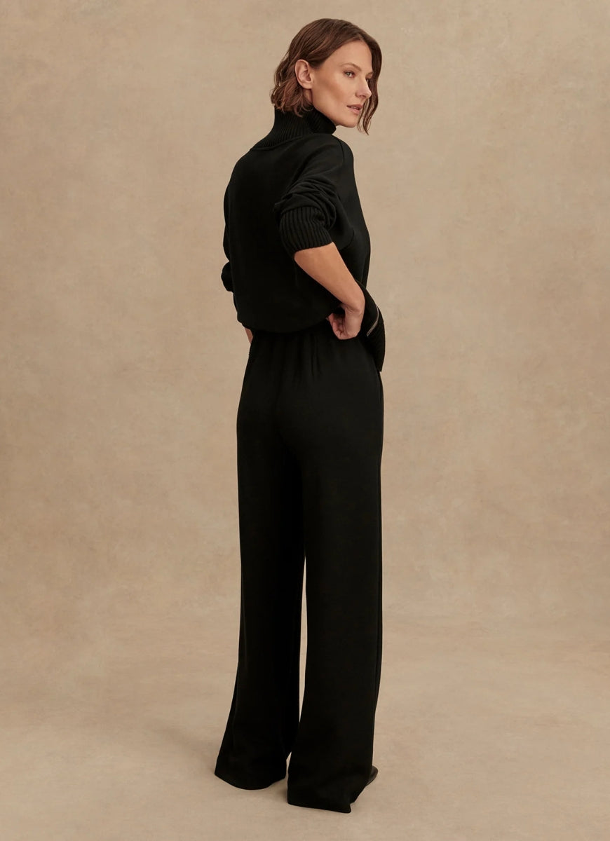 Varley The Extra Wide Leg Pant 29.5" in Black Full Length Back View