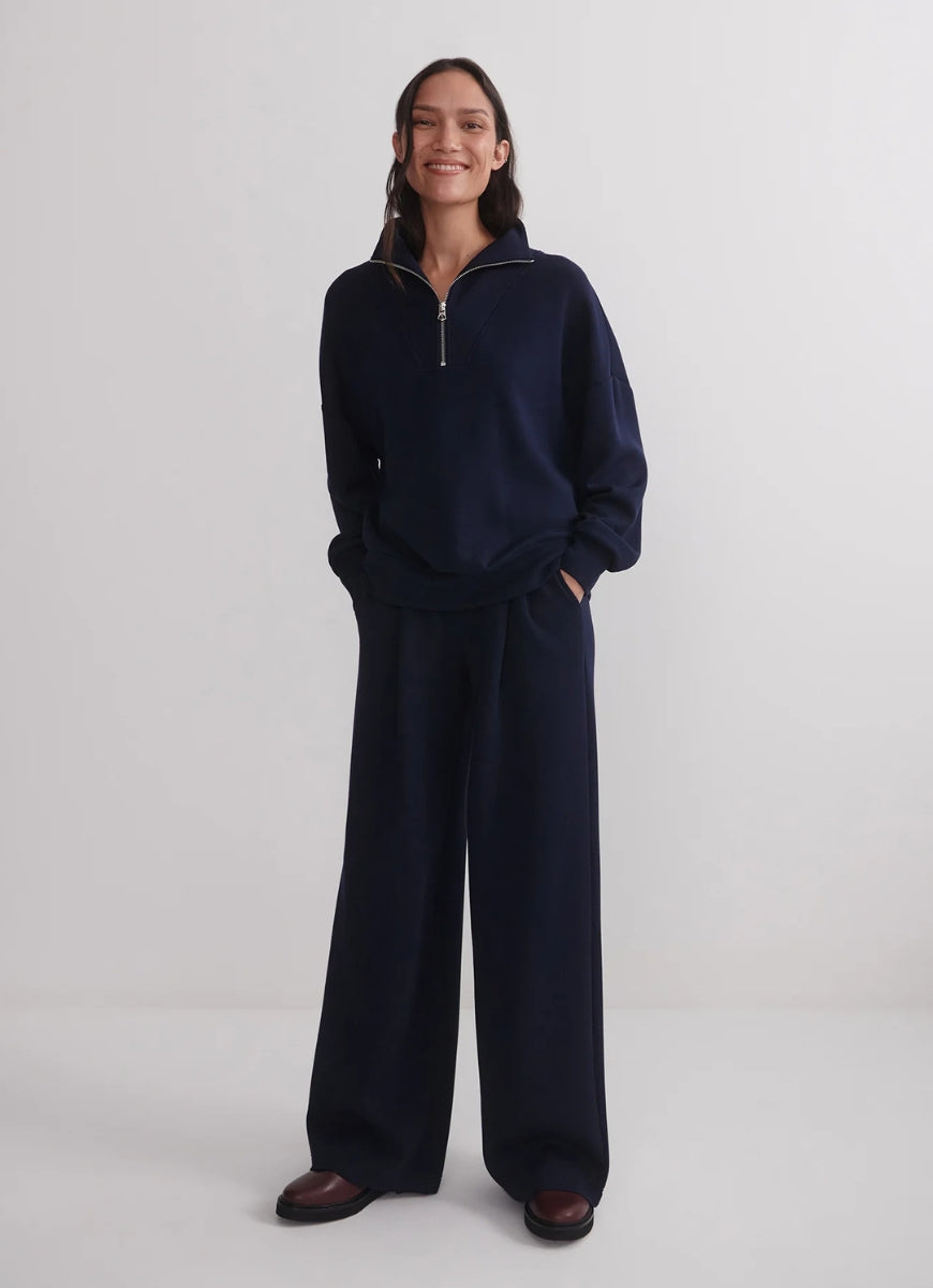 Varley The Extra Wide Leg Pant 29.5" in Navy Full Length Front View