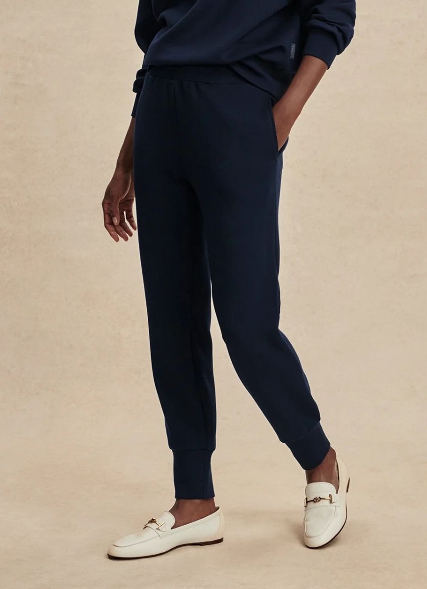 Varley The Slim Cuff Pant 27.5" in Navy Angled Side View
