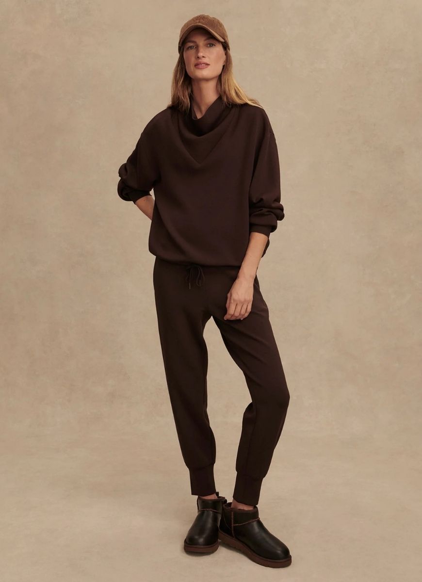 Varley The Slim Cuff Pant 27.5” in Coffee Bean Front View