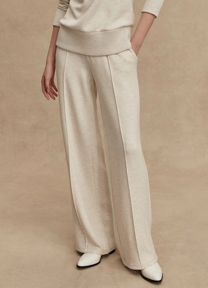 Varley The Wide Leg Pant 28” in Ivory Marl