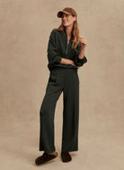 Varley The Wide Leg Pant 30” in Olive Marl Full Length Front View