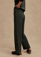 Varley The Wide Leg Pant 30” in Olive Marl Side and Back View