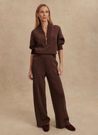 Varley The Wide Leg Pant 30” in Coffee Bean Marl Full Length Front View