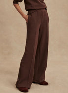 Varley The Wide Leg Pant 30” in Coffee Bean Marl Angled Side and Front View