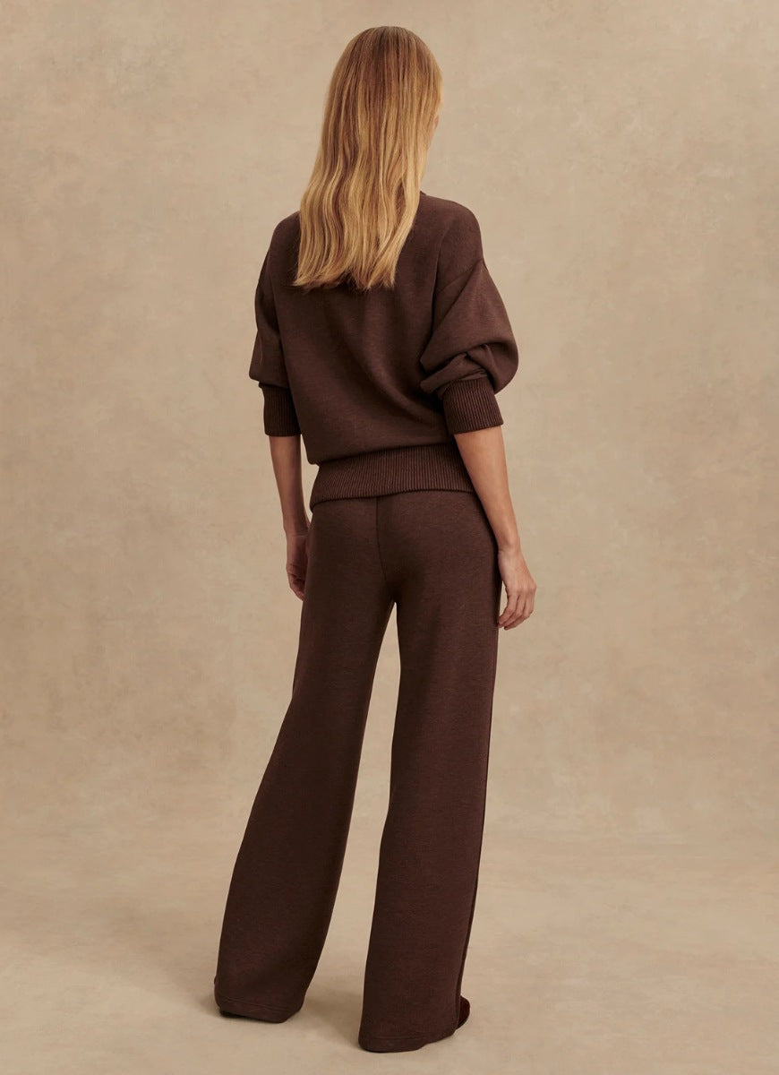 Varley The Wide Leg Pant 30” in Coffee Bean Marl Full Length Back View