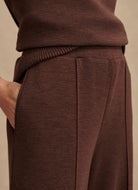 Varley The Wide Leg Pant 30” in Coffee Bean Marl Close Up View of Hand in Pocket