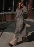 Varley Tomlinson Belted Long Coat in Deep Taupe/Sandshell Puppytooth