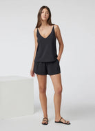 Vuori Villa Short in Black Full Length Front View