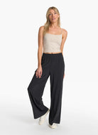 Vuori Women's Villa Wide Leg Pant in Black Full Length Front View