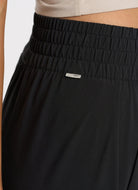 Vuori Women's Villa Wide Leg Pant in Black Close Up View of Waistband