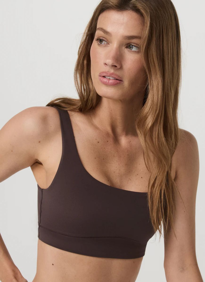 Vuori AllTheForm™ Sports Bra in French Roast Close Up Front View