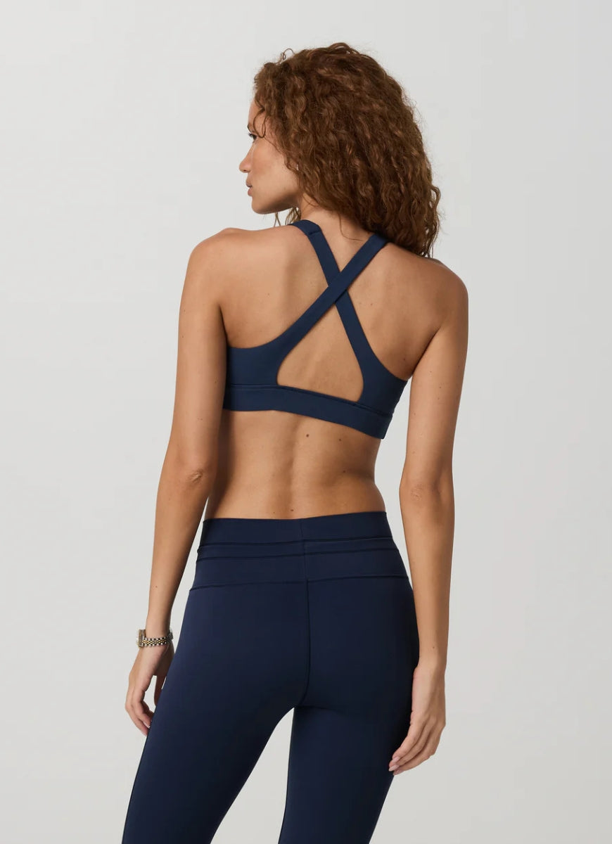 Vuori Daily Form Sports Bra in Blue Coast Back View