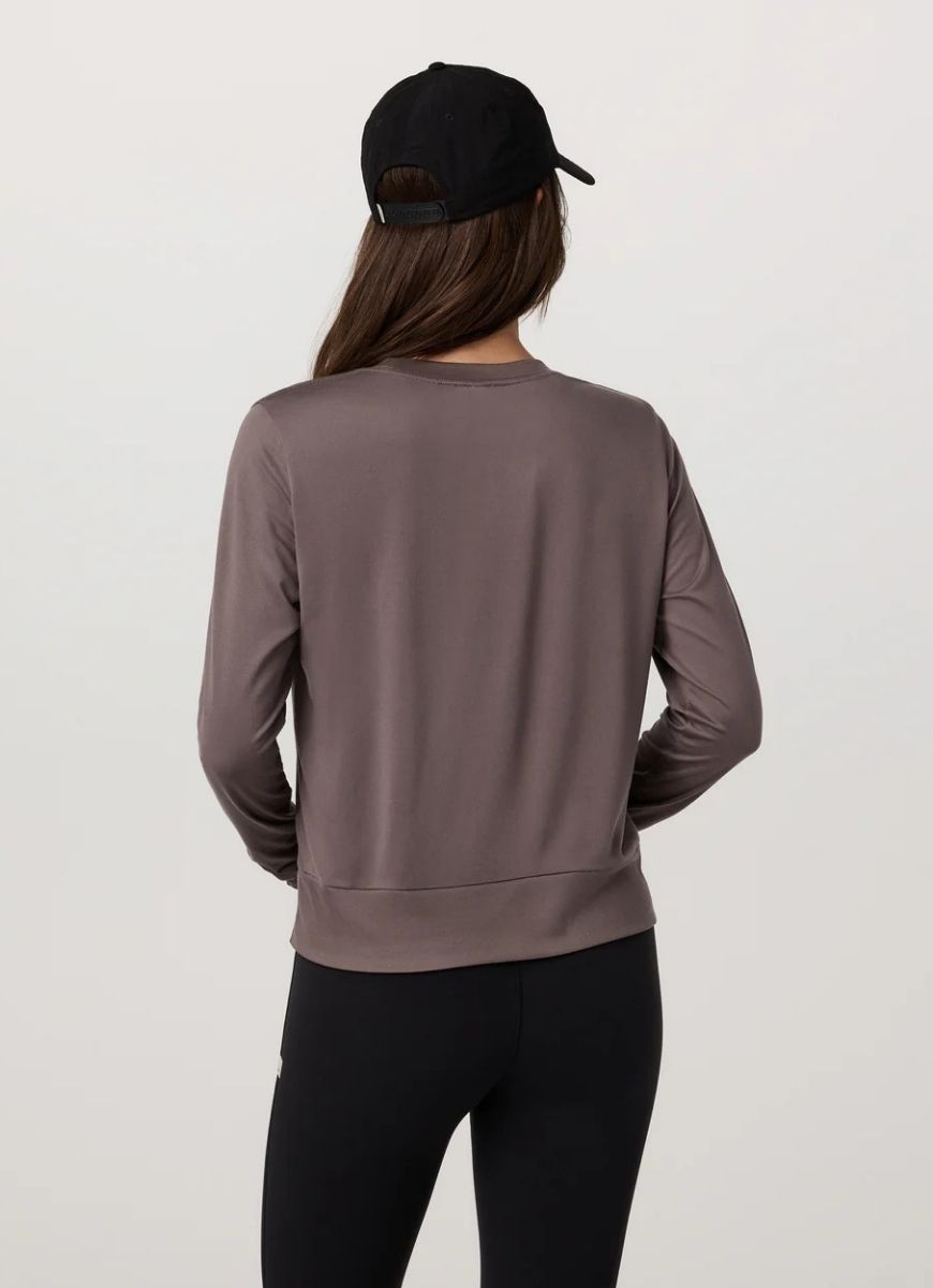 Vuori Women's Daydream Long-Sleeve Crew in Huckleberry Back View