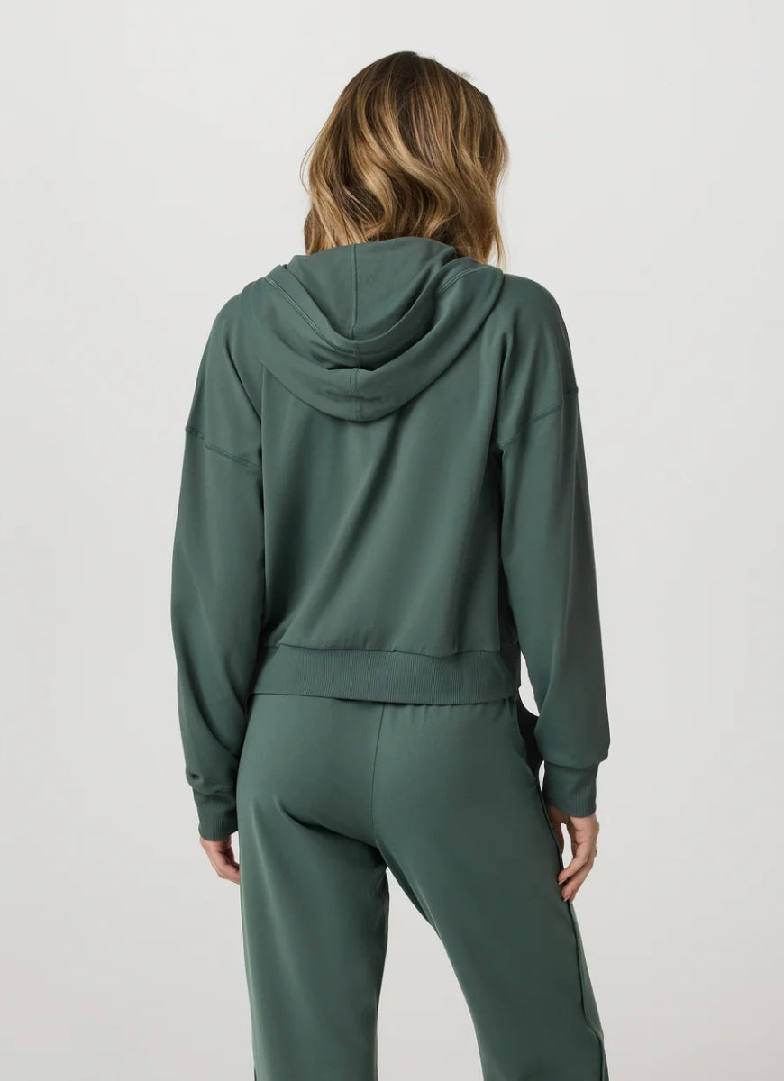 Vuori Halo Modern Full Zip Hoodie in Agate Green Back View