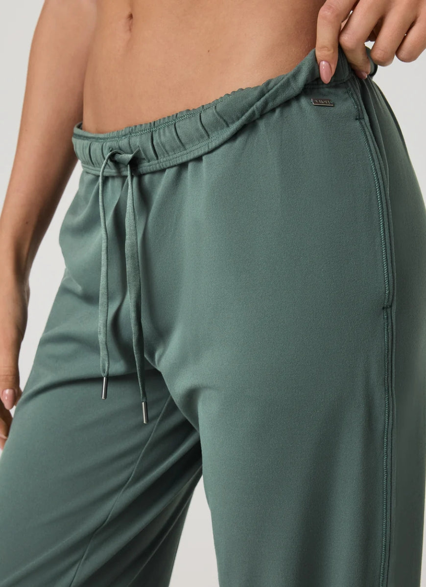 Vuori Halo Modern Sweatpant in Agate Green Close Up View of Drawcord