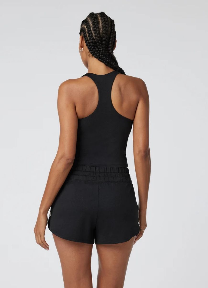 Vuori Halo Performance Crop 2.0 in Black Back View