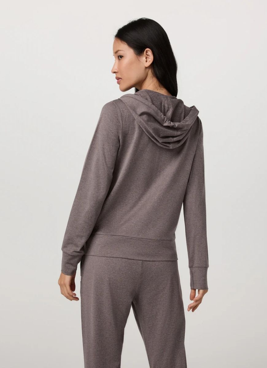 Vuori Women's Halo Performance Hoodie 2.0 in Huckleberry Heather Back View