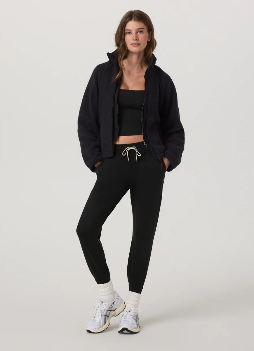 Vuori Women's Performance Jogger Long in Black Heather Full Length Front View