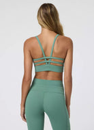 Vuori Yosemite Longline Bra in Hedge Green Back View