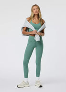 Vuori Yosemite Longline Bra in Hedge Green Full Length Front View