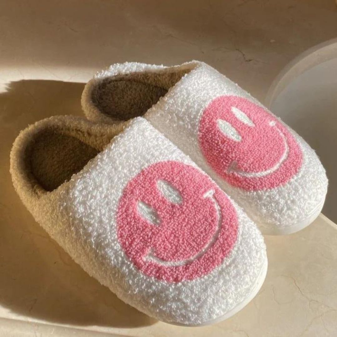 Women's Pink Smiley Face Slipper