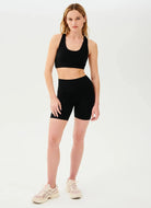 Splits59 Airweight High Waist 6” Bike Short in Black Full Length Front View