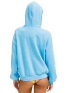 Aviator Nation 5 Stripe Relaxed Zip Hoodie in Sky Blue Back View