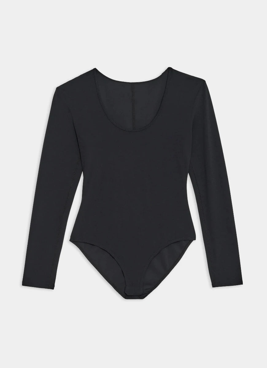 Splits59 Airweight Scoop Neck Bodysuit in Black Product Shot View