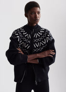 Varley Alys Fairisle Knit Jacket in Black Front View