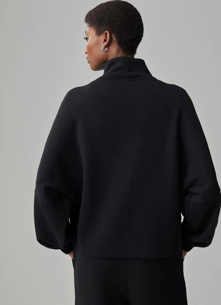 Varley Ashbury Zip Through Women's Sweatshirt in Black Close Up Back View