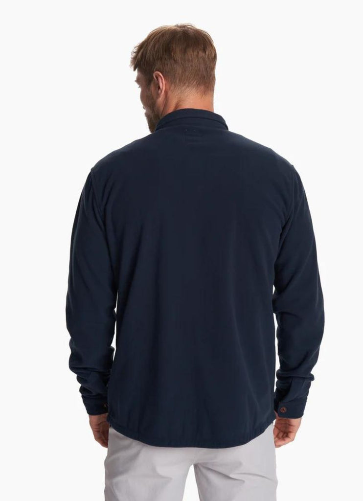 Vuori for Men Aspen Shirt Jacket in Ink Close Up Back View