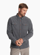 Men's Vuori Aspen Shirt Jacket in Grey Front View