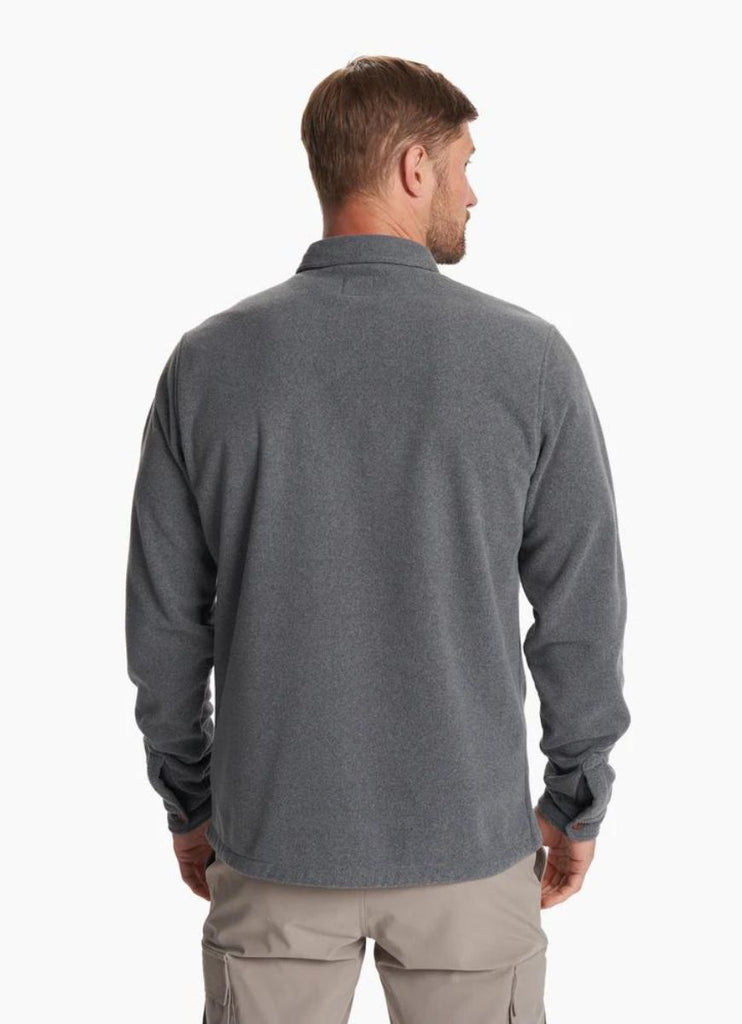 Men's Vuori Aspen Shirt Jacket in Heather Grey Back View