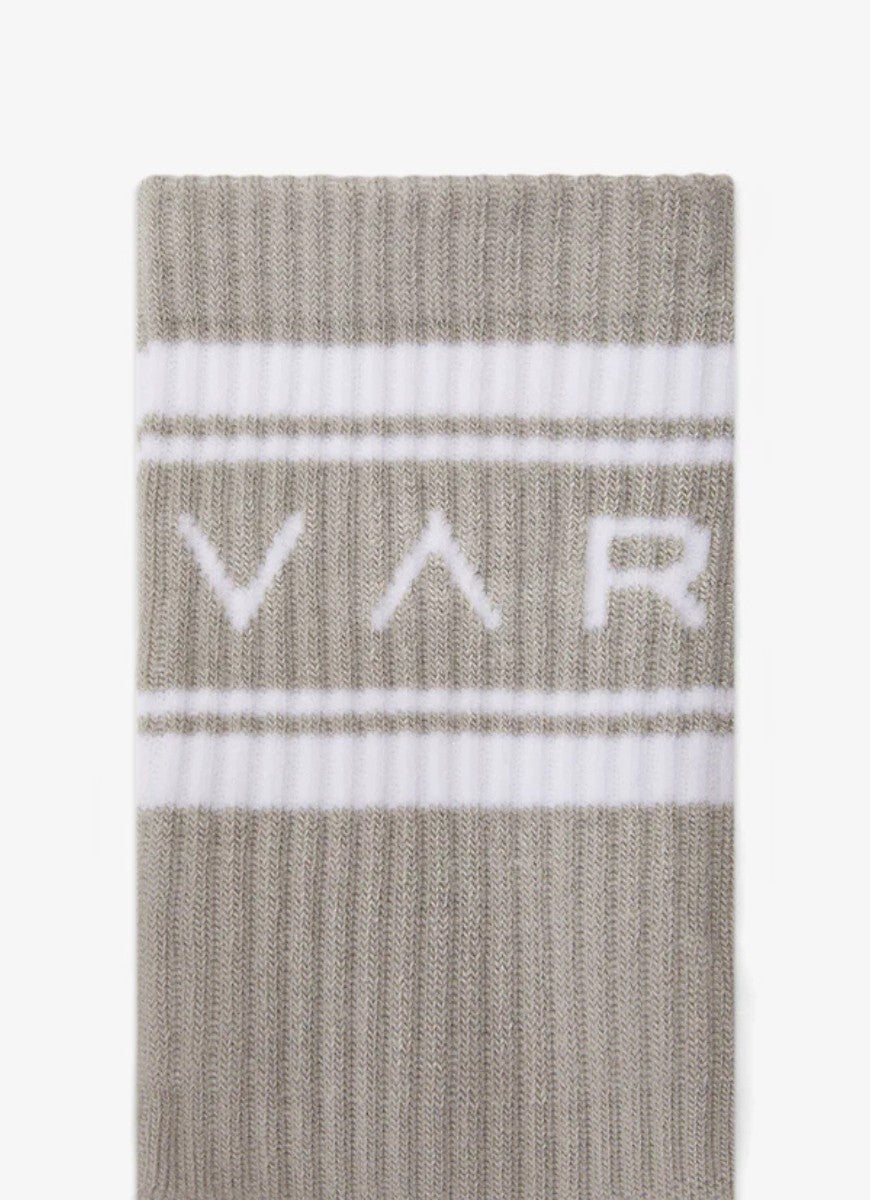 Varley Astley Active Sock in Cement/Snow White Close Up View