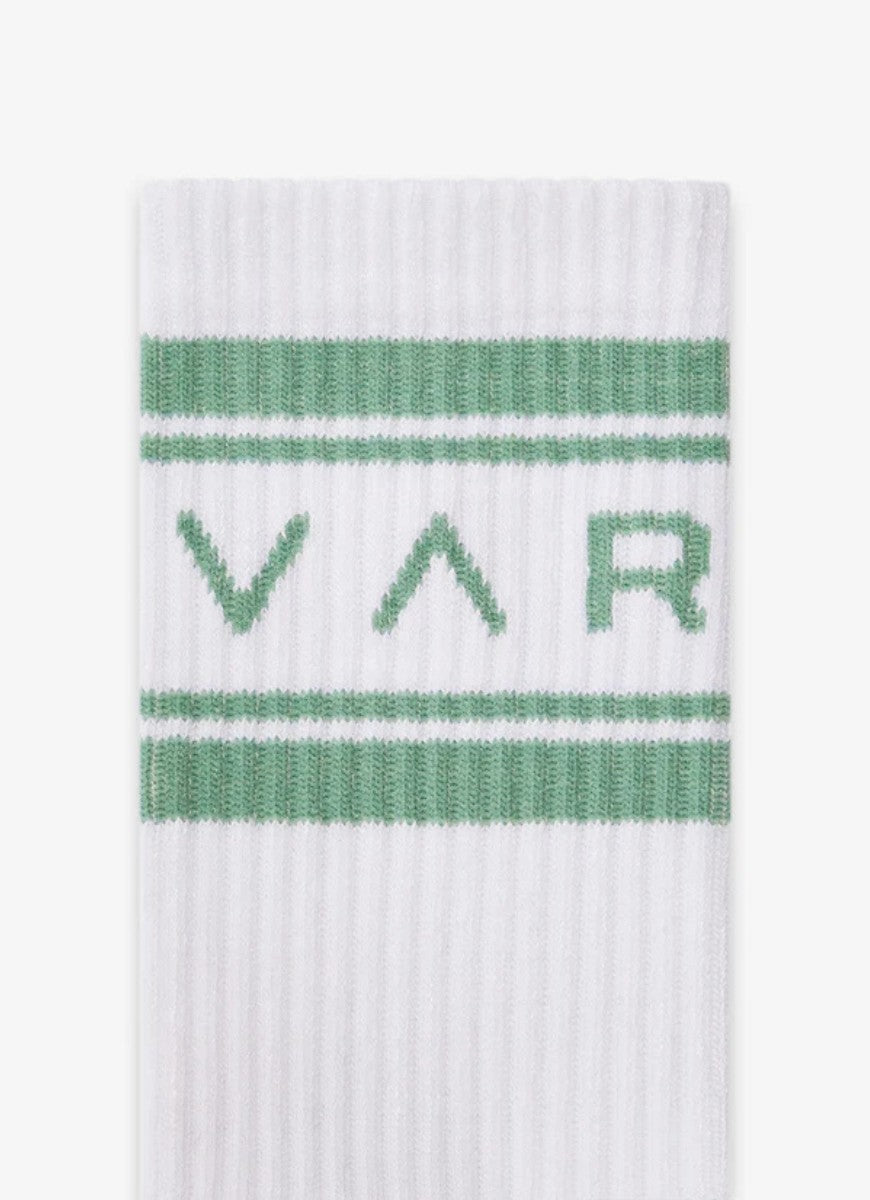 Varley Astley Active Sock in White/Cool Sage Close Up View